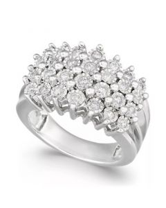 Diamond Multi-Row Ring (1/2 ct. t.w.) in Sterling Silver or 14K Gold Over Sterling Silver