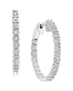 Diamond Hoop Earrings (1/4 ct. t.w.) in Sterling Silver