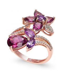 Bordeaux by EFFY® Multi-Stone (5-1/4 ct. t.w.) and Diamond (1/5 ct. t.w.) Flower Ring  in 14k Rose Gold