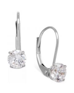 Solitaire Cubic Zirconia Hoop Earrings in 14k Yellow, White, or Rose Gold