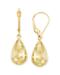 Mirror-Cut Teardrop Drop Earrings in 14k Gold