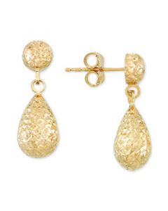 Textured Teardrop Drop Earrings in 14k Gold