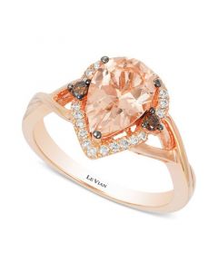 Chocolatier® Peach Morganite (1-1/3 ct. t.w.) and Diamond (1/5 ct. t.w.) Ring in 14k Rose Gold, Created for Macy's