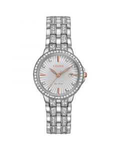 Women's Eco-Drive Crystal Accent Stainless Steel Bracelet Watch 28mm EW2340-58A