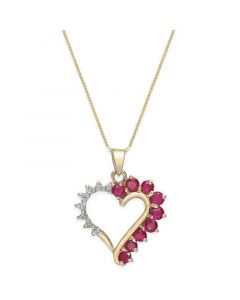 Ruby (3/4 ct. t.w.) and Diamond Accent Heart Pendant Necklace in 14k Gold