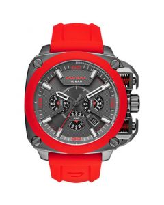 Men's Chronograph BAMF Red Silicone Strap Watch 52x57mm DZ7368