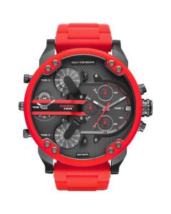 Men's Chronograph Mr. Daddy 2.0 Red Silicone Strap Watch 55x66mm DZ7370