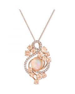 Crazy Collection® Neapolitan Opal (2-9/10 ct. t.w.), Peach Morganite (3-2/5 ct. t.w.) and White Topaz (7/10 ct. t.w.) Pendant Necklace in 14k Rose Gold, Created for Macy's