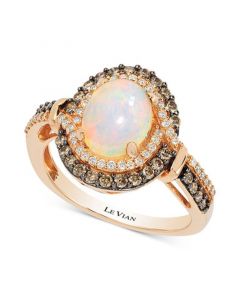 Chocolatier® Opal (1-1/5 ct. t.w.) and Diamond (1/2 ct. t.w.) Ring in 14k Rose Gold, Created for Macy's