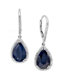 Black Sapphire (12 ct. t.w.) and White Topaz (1/2 ct. t.w.) Drop Earrings in Sterling Silver, Created for Macy's