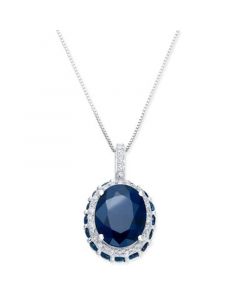 Sapphire (3-9/10 ct. t.w.) and White Sapphire (1/6 ct. t.w.) Pendant Necklace in 10k White Gold