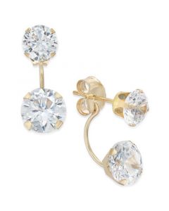 Cubic Zirconia Peekaboo Front and Back Earrings in 10k Gold