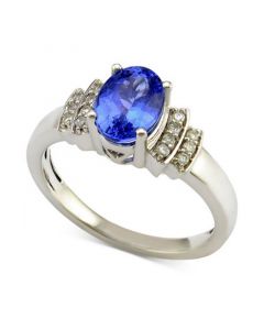 Tanzanite (1 ct. t.w.) and Diamond (1/10 ct. t.w.) Ring in 14k White Gold