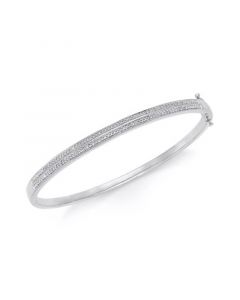 Diamond Pavé Bangle Bracelet (1/4 ct. tw.) in 14k Gold Over Sterling Silver, 14K Rose Gold Over Sterling Silver or Sterling Silver