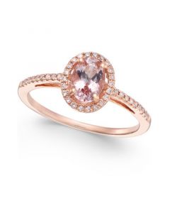 Morganite (5/8 ct. t.w.) and Diamond (1/6 ct. t.w.) Ring in 14k Rose Gold