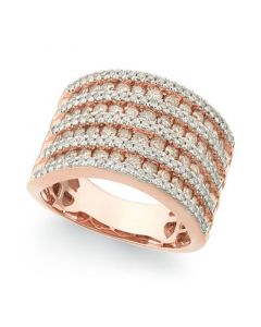 Diamond Multi-Row Band Ring (1-1/2 ct. t.w.) in 14k Rose Gold