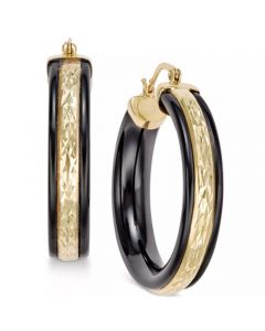 Onyx Hoop Earrings (26 ct. t.w.) in 14k Gold and 14k White Gold