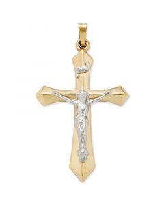 Two-Tone Crucifix Pendant in 14k Gold and White Gold