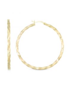 Twisted Satin Finished Round Hoop Earrings in 14k Gold Over Sterling Silver and Sterling Silver