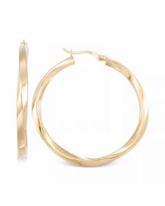 Polished Twist Hoop Earrings in 14k Gold Over Silver or 14k White Gold Over Silver