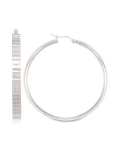 Textured Hoop Earrings in 14k White Gold Vermeil