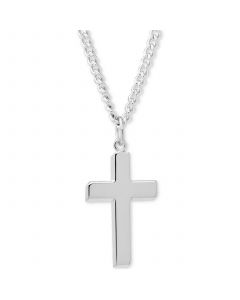 Simple Cross Pendant Necklace in Sterling Silver