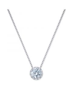 Cubic Zirconia Halo Pendant Necklace in Sterling Silver