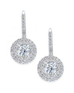 Cubic Zirconia Circle Cluster Drop Earrings in Sterling Silver, Created for Macy's