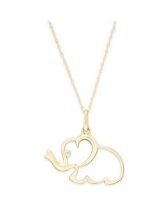 Cubic Zirconia Elephant Pendant Necklace in 10k Gold