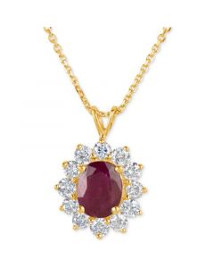 Ruby (2-1/5 ct. t.w.) and Diamond (1 ct. t.w.) Pendant Necklace in 14k Gold