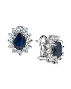 Sapphire (3 ct. t.w.) and Diamond (1-1/5 ct. t.w.) Earrings in 14k White Gold