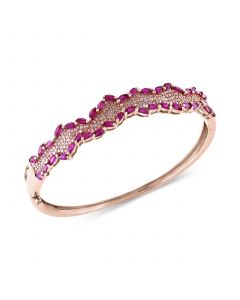 Rosa by EFFY® Ruby (4-3/8 ct. t.w.) and Diamond (3/4 ct. t.w.) Bangle Bracelet in 14k Rose Gold, Created for Macy's