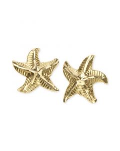 Patterned Starfish Stud Earrings in 10k Gold