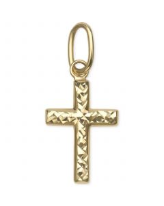 Small Textured Cross Pendant in 14k Gold