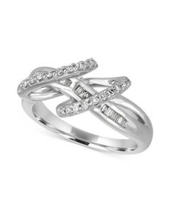 Diamond Baguette Double Loop Ring (1/3 ct. t.w.) in Sterling Silver