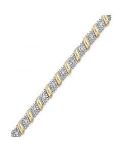 Diamond Diagonal Bar Bracelet (1/4 ct. t.w.) in 14k Gold-Plated Sterling Silver