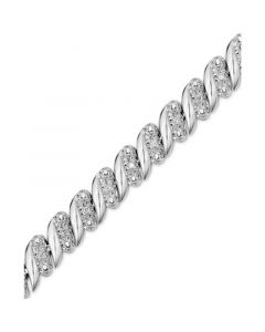 Diamond (1/4 ct. t.w.) Zig Zag Bracelet in Sterling Silver