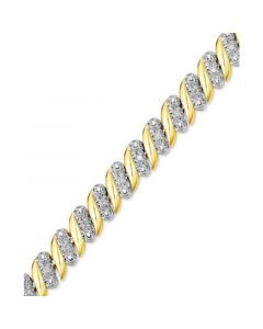 Diamond (1/4 ct. t.w.) Zig Zag Bracelet in 14k Gold-Plated Sterling Silver