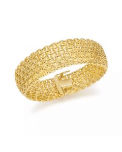 Wide Mesh Link & Chain Bracelet in 14k Gold