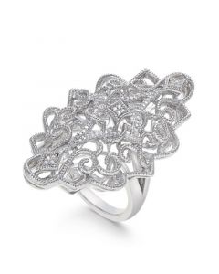 Diamond Filigree Statement Ring (1/10 ct. t.w.) in Sterling Silver