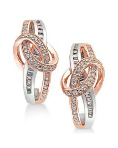 Diamond Two-Tone Swirl Drop Earrings (1/2 ct. t.w.) in 14k Rose and White Gold