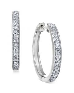 Diamond Hoop Earrings (1/5 ct. t.w.) in 14k White or Yellow Gold