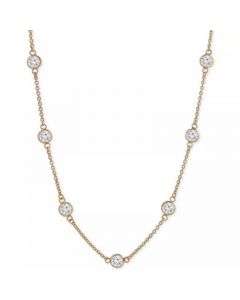 Cubic Zirconia Bezel-Set Necklace in 18k Gold-Plated Sterling Silver & Sterling Silver, 16" + 2" Extender, Created for Macy's