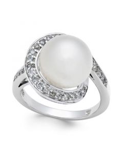 Cultured South Sea Pearl (11mm) and Diamond (3/8 ct. t.w.) Ring in 14k White Gold