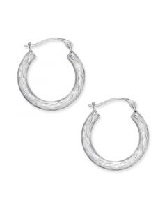 Patterned Hoop Earrings in 10k White Gold