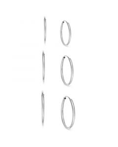 3-Pc. Set Small Endless Hoop Earrings in 10k White Gold