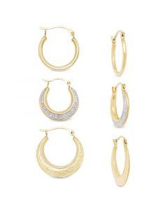 3-Pc. Set Small Hoop Earrings in 10k Gold