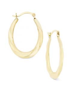 Oval Swirl Hoop Earrings in 10k Gold