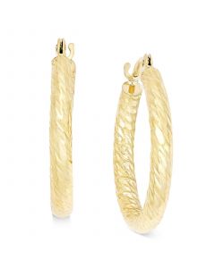 Textured Wide Hoop Earrings in 10k Gold