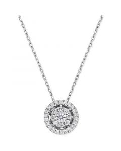 Diamond Cluster Halo Pendant Necklace (1/4 ct. t.w.) in 14k White Gold